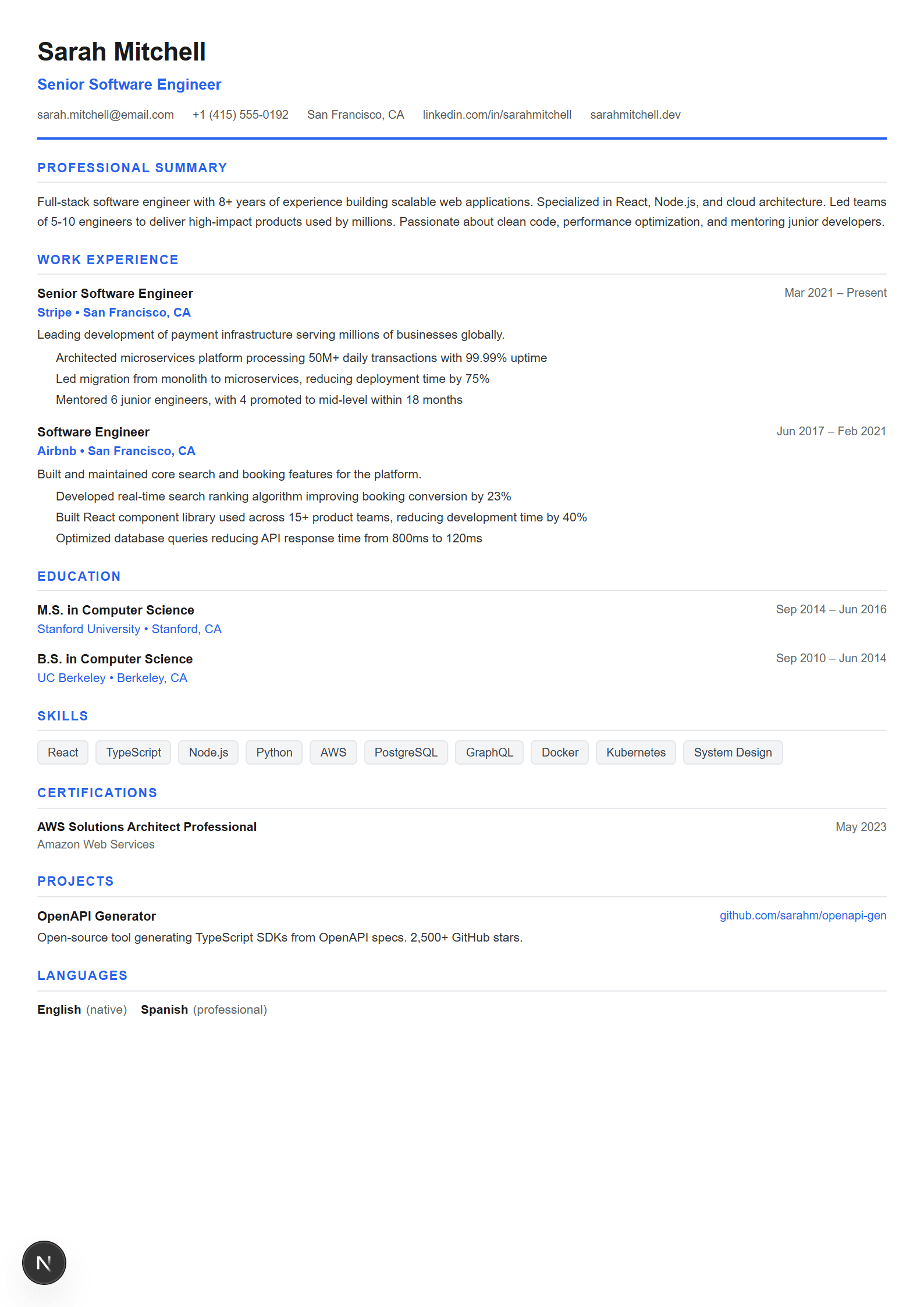 ATS Pro resume template