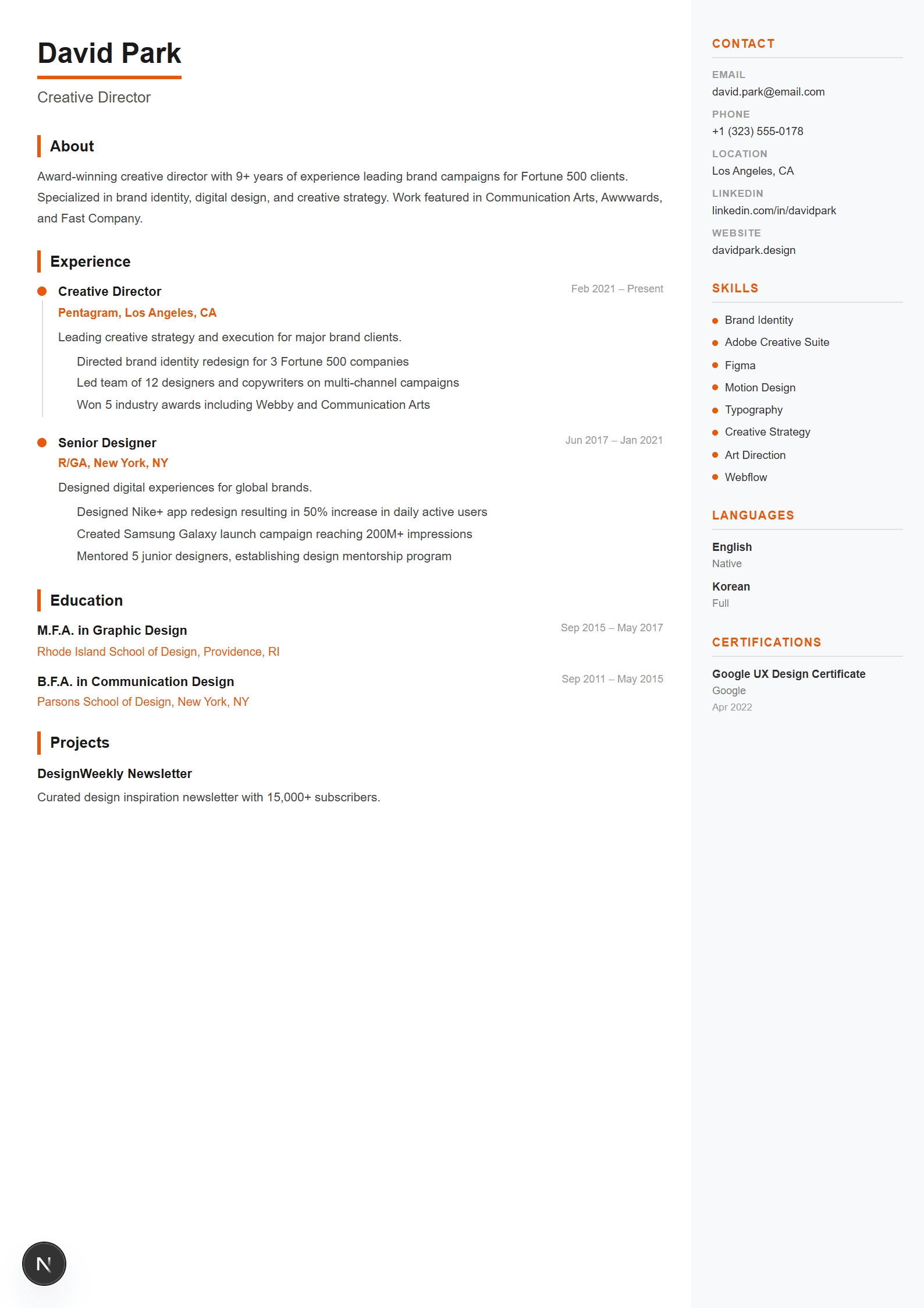 Creative resume template