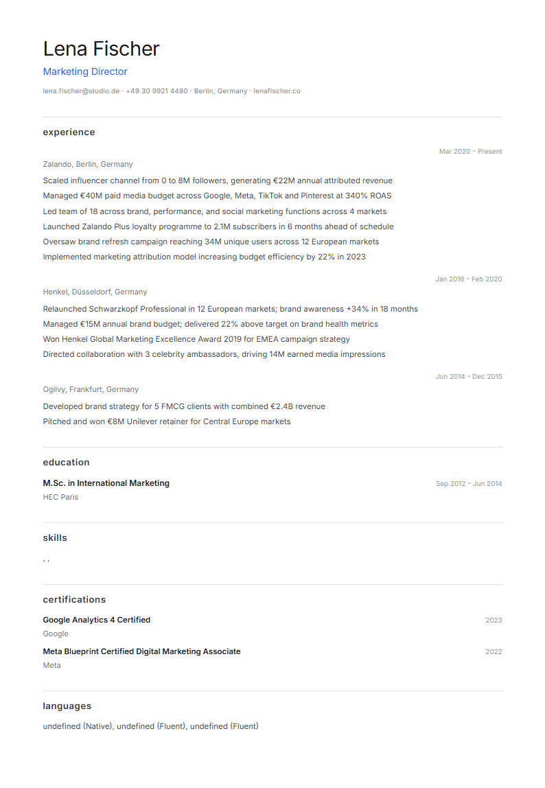 minimal resume template
