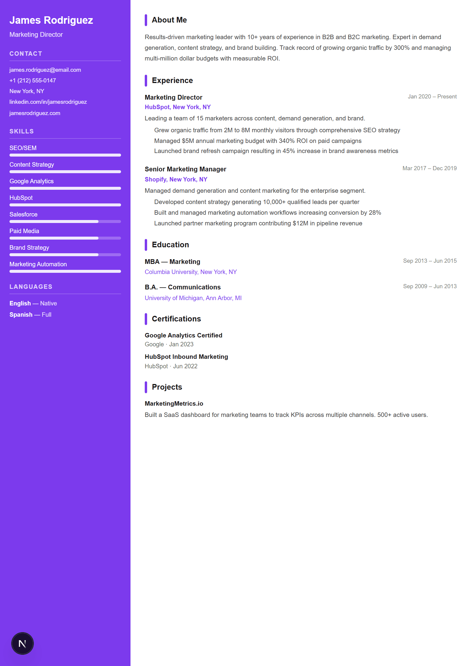 Modern resume template