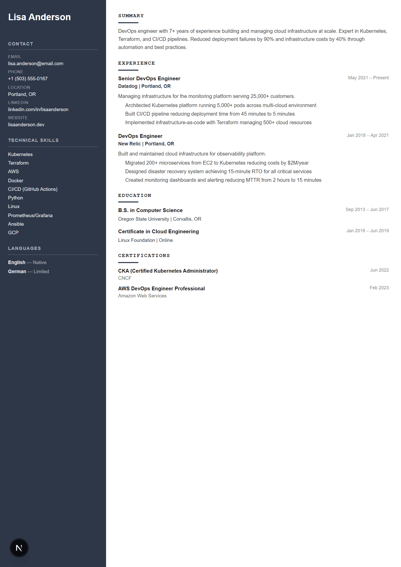 Technical resume template